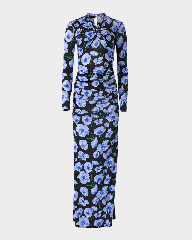 Twisted-Neck Long-Sleeve Gown